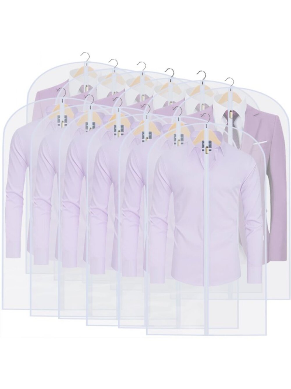 Clear Garment Bags for Closet Storage - Waterproof Suit Covers (Set of 12)